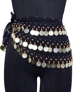 FRAIVIKO Women's Arabic Belly Dance Hip Scarf Waistband Belt Skirt with Colorful Leaves Gold Coins Price In India
