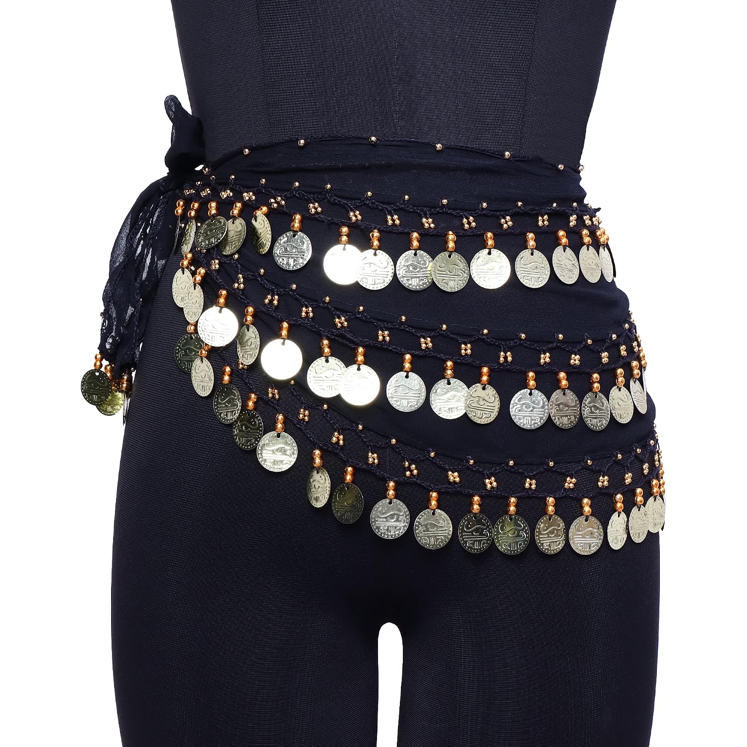 FRAIVIKO Women's Arabic Belly Dance Hip Scarf Waistband Belt Skirt with Colorful Leaves Gold Coins - Review, Price and Buying Guide