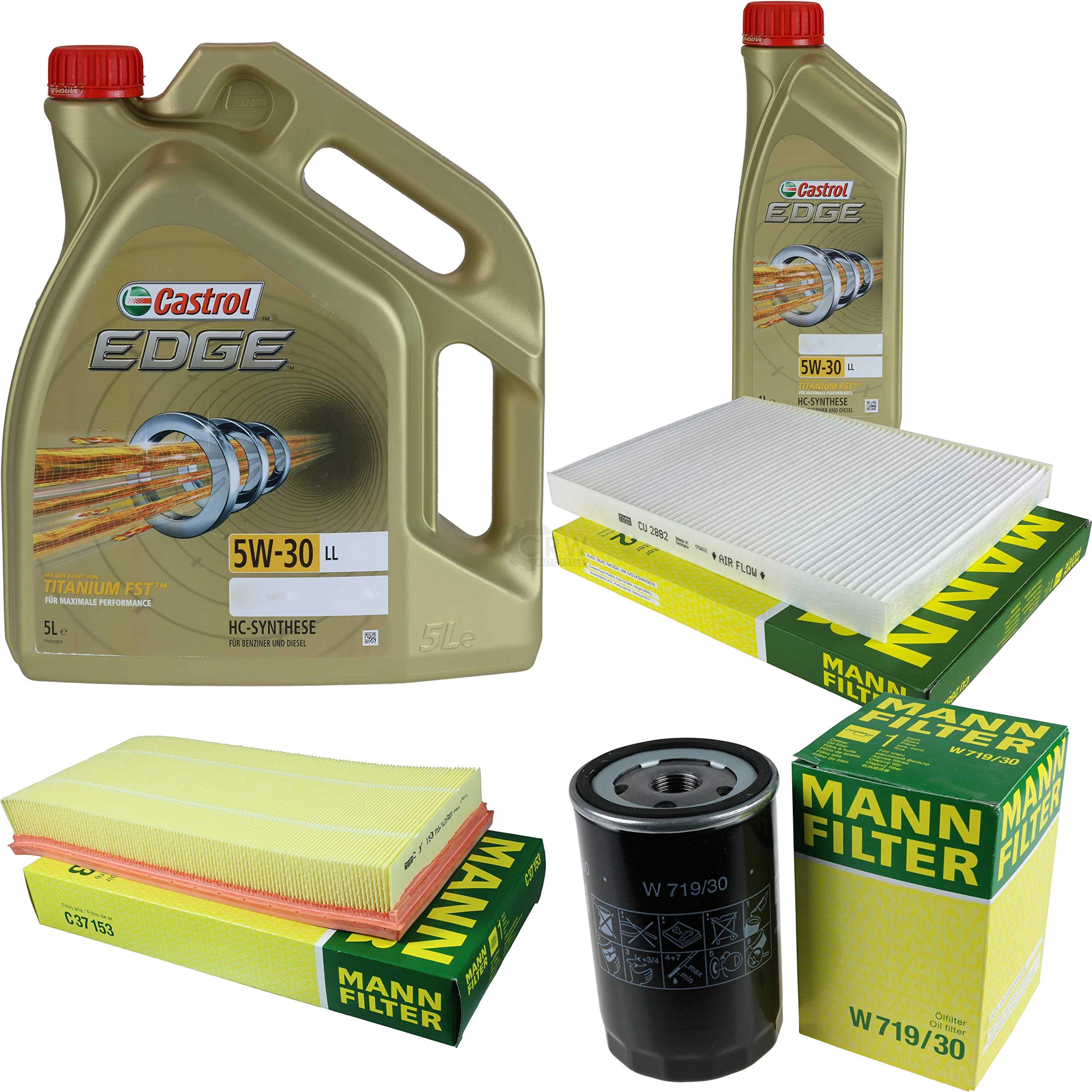 Kit d'inspection 6 litres d'huile moteur Edge Titanium FST 5W-30 LL Mann-FILTER Filtre d'habitacle Filtre à air Filtre à huile