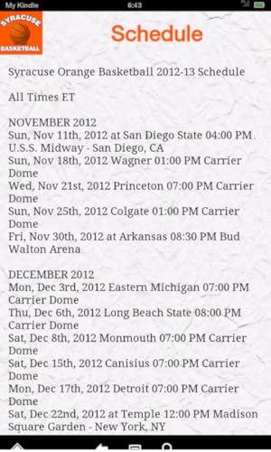 Syracuse Basketball News (Kindle Tablet Edition)