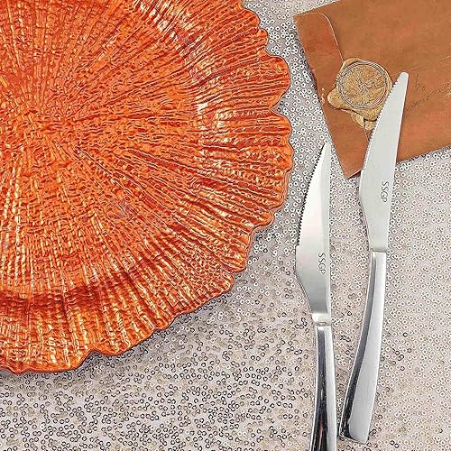 Vista 17 de Tiger Chef - Platos base redondos de 13.0 pulgadas con borde festoneado, ideales para cena de boda, recepción, mesa.