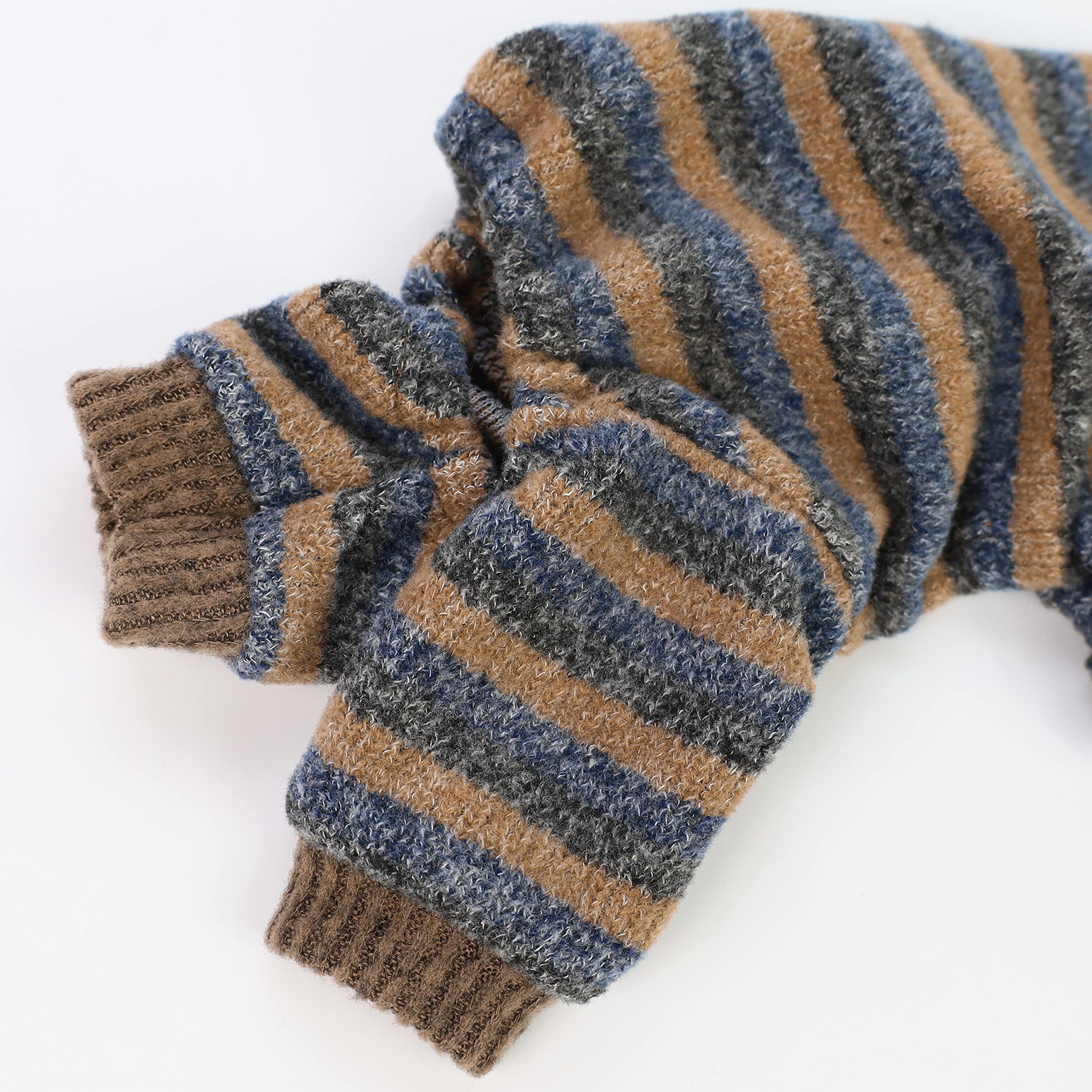 Fitwarm Hunde-Pyjama Mit Rollkragen | Gestreifter Strickpullover Für Winter