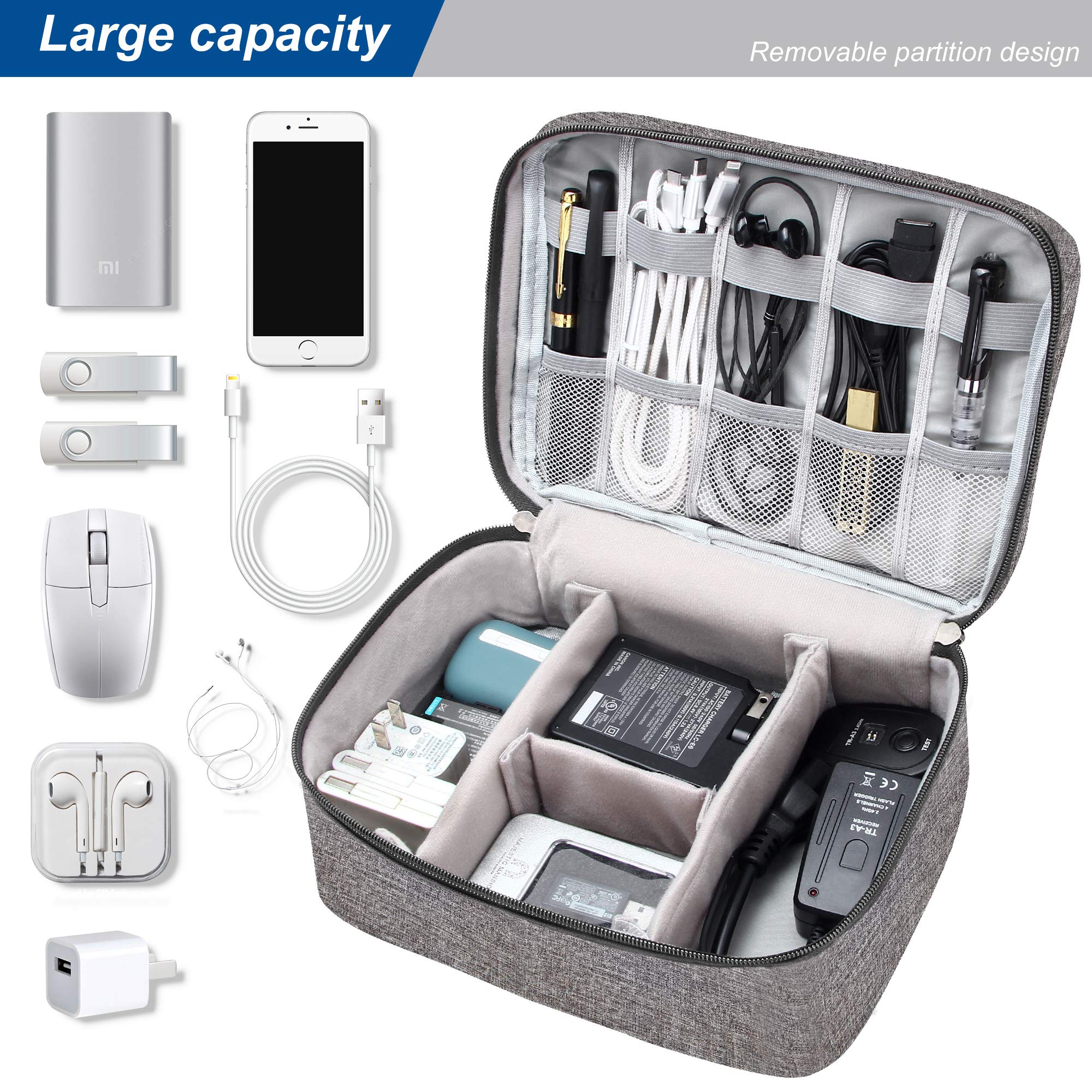 Organizer per elettronica da viaggio universale per cavi borsa organizer impermeabile accessori elettronici custodie per cavi, caricabatterie, telefono, USB, scheda SD, dischi rigidi, power bank, cavi