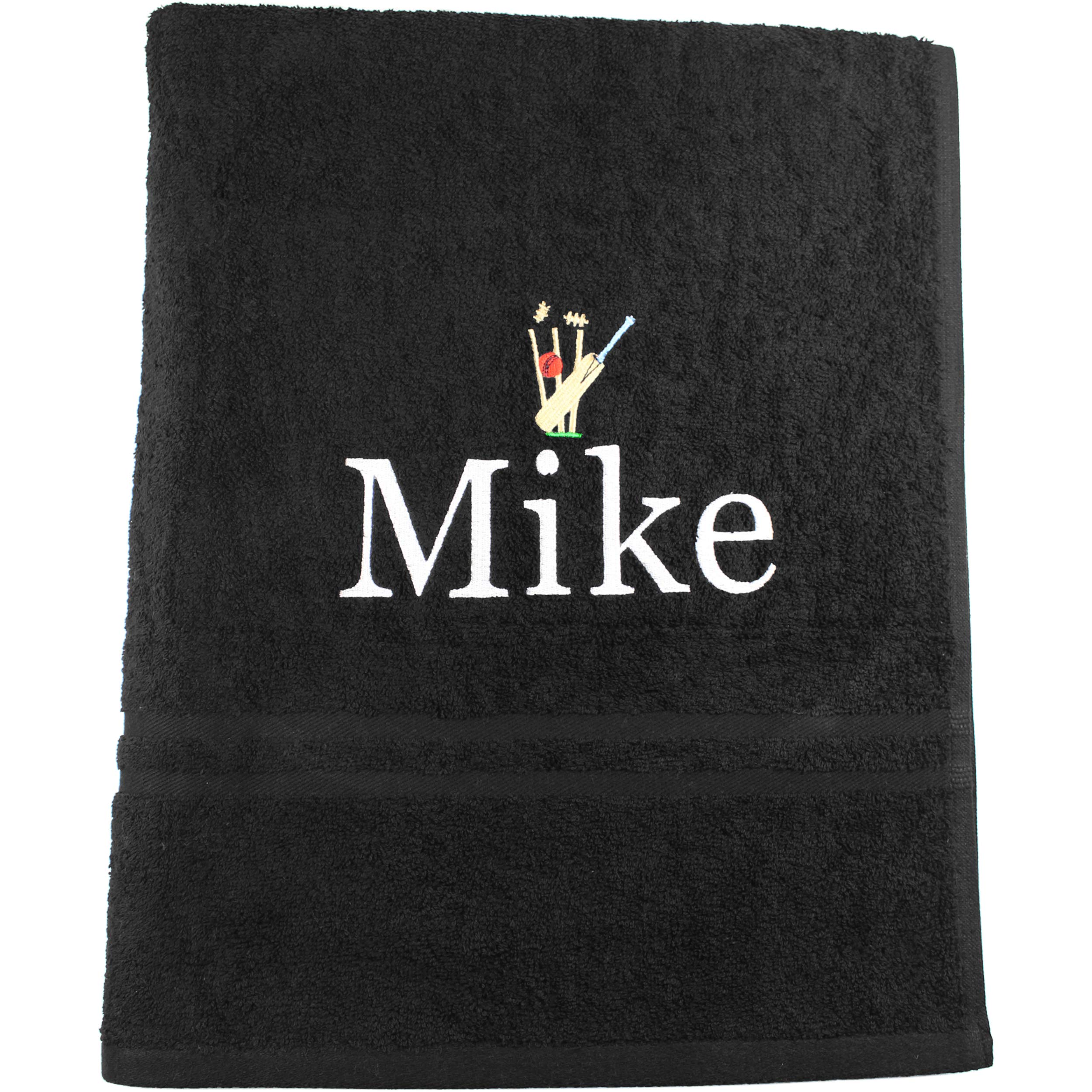 TeddyTs Personalised Cricket Embroidered Towel (Black)