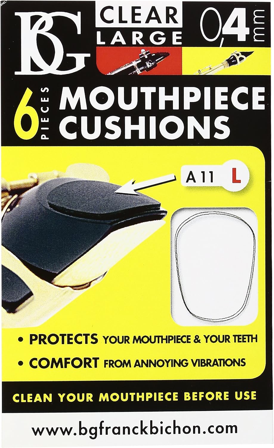 Amazon Com Bg A11 L Mouthpiece Patch Clear Large 0 4mm 6 Crt Musical Instruments