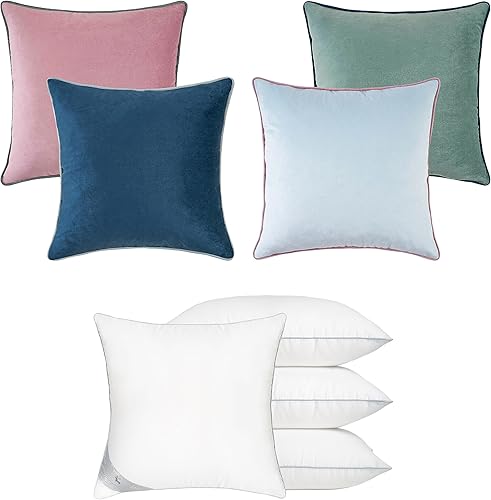 MONDAY MOOSE Fundas de almohada decorativas de 20 x 20 pulgadas y rellenos de almohada de 20 x 20 pulgadas, mezcla y combina para la decoración del