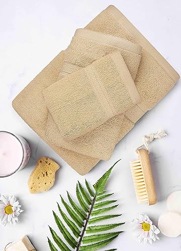 Miniatura 3 de Towel and Linen Mart - Juego de toallas de baño, 2 toallas de mano y 4 paños de 2 capas de baja torsión de 600 GSM, hilado en anillo altamente