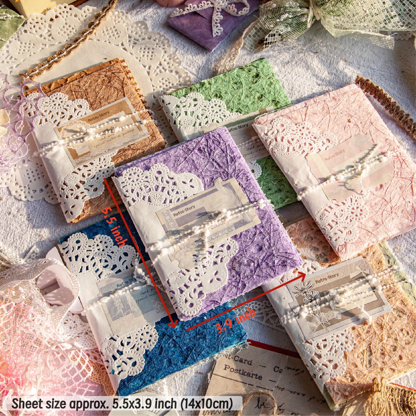 96 szt. teksturowanego papieru do scrapbookingu i tkaniny siatkowej, 6 opakowań mieszanych dekoracyjnych papieru rzemieślniczego do scrapbookingu, kul, śmieci, dziennika, decoupage, kolażu