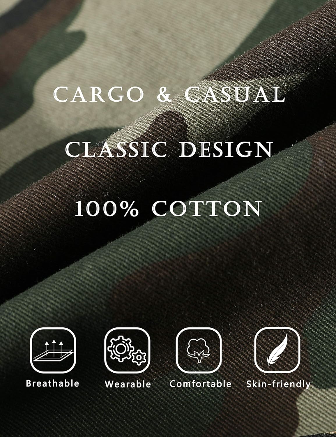 zeetoo Camo Shorts for Men Classic Relaxed Fit Cargo Short Multi-Pocket Outdoor Shorts