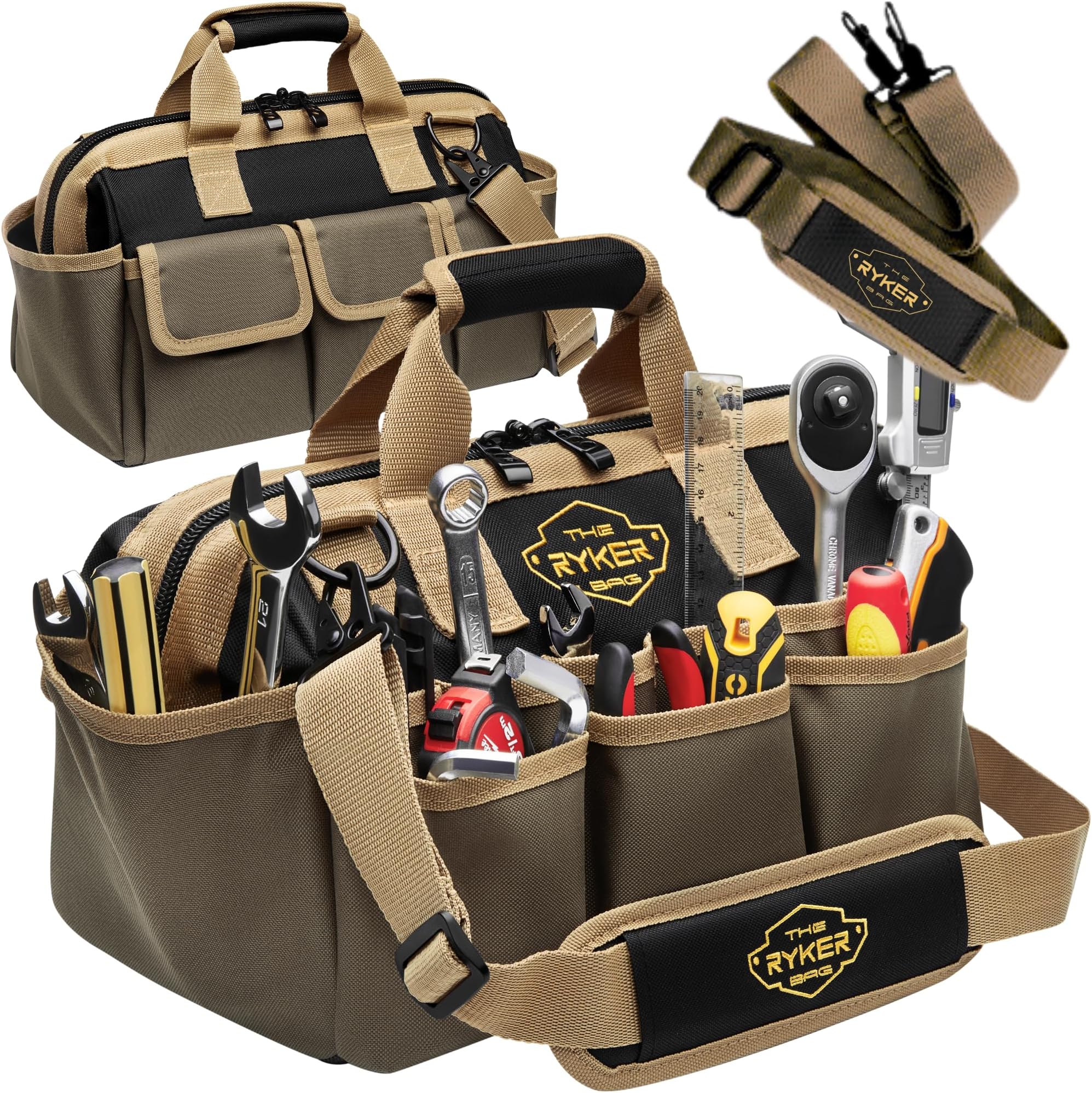 The Ryker Bag 14-Inch Tool Organizer - Heavy Duty for Men/Women, Wide Mouth, 22 Pockets