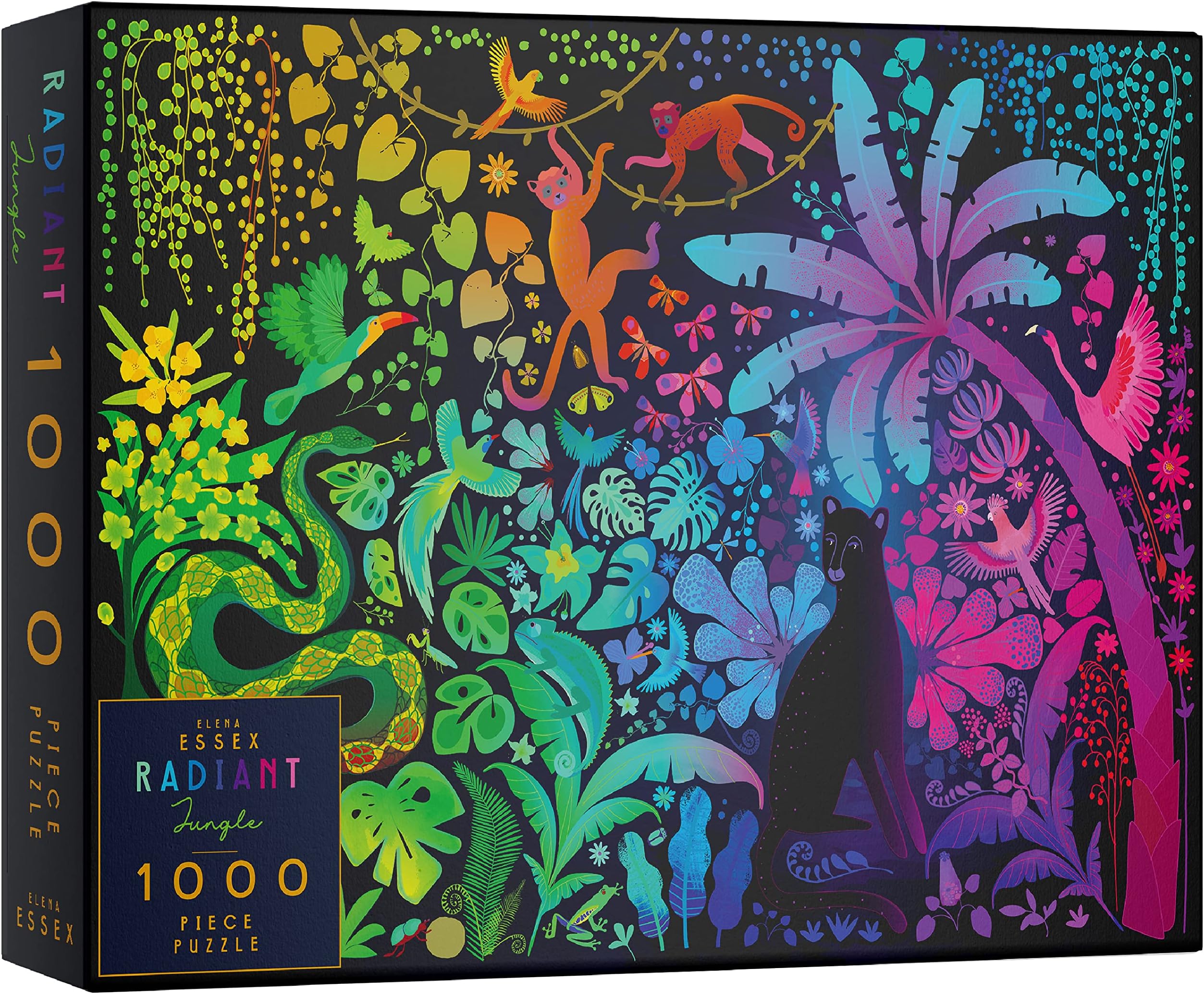 – Elena Essex Jigsaw Puzzles for Adults 1000 - Radiant Jungle, 1000 Piece Jigsaw Puzzles for Adults, 1000 Piece Jigsaw Puzzles, Animal Bird Rainbow Colour Gradient Puzzle, Jigsaws Size 70x50cm
