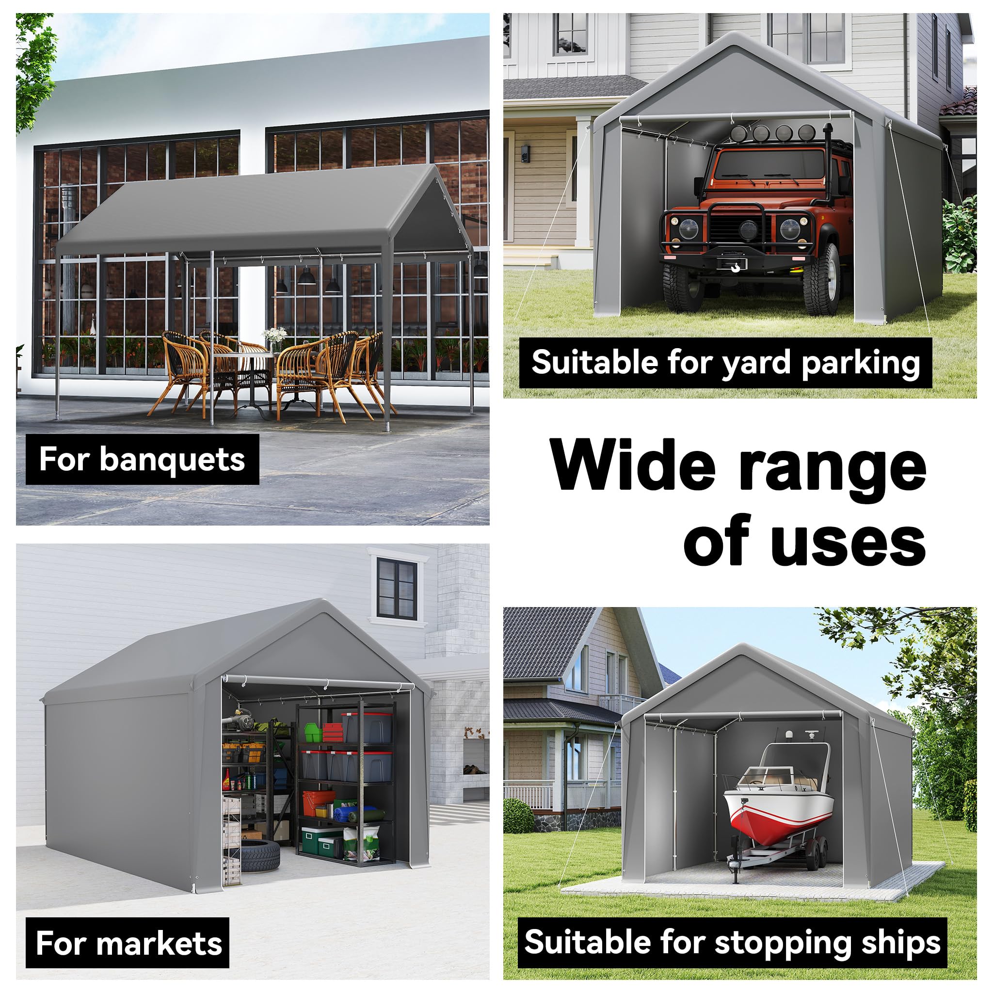 UISEBRT Garage per tende da 3 x 4 m tettoia tenda da campeggio telone PE telaio acciaio resistente