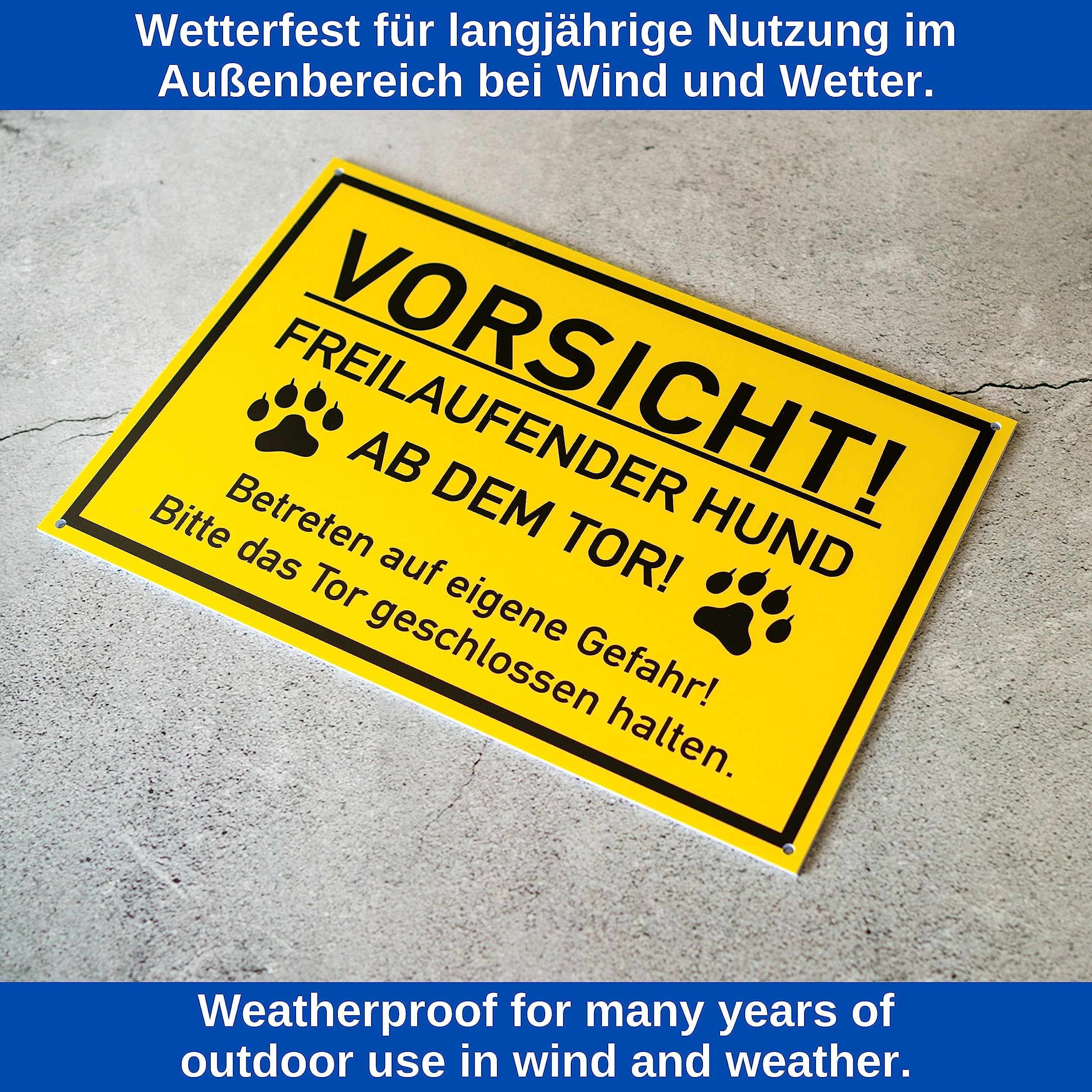 Hundeschild „Vorsicht Hund“ 30x20 Cm – Aus Aluverbund, Witterungsbeständig, Mit Bohrlöchern