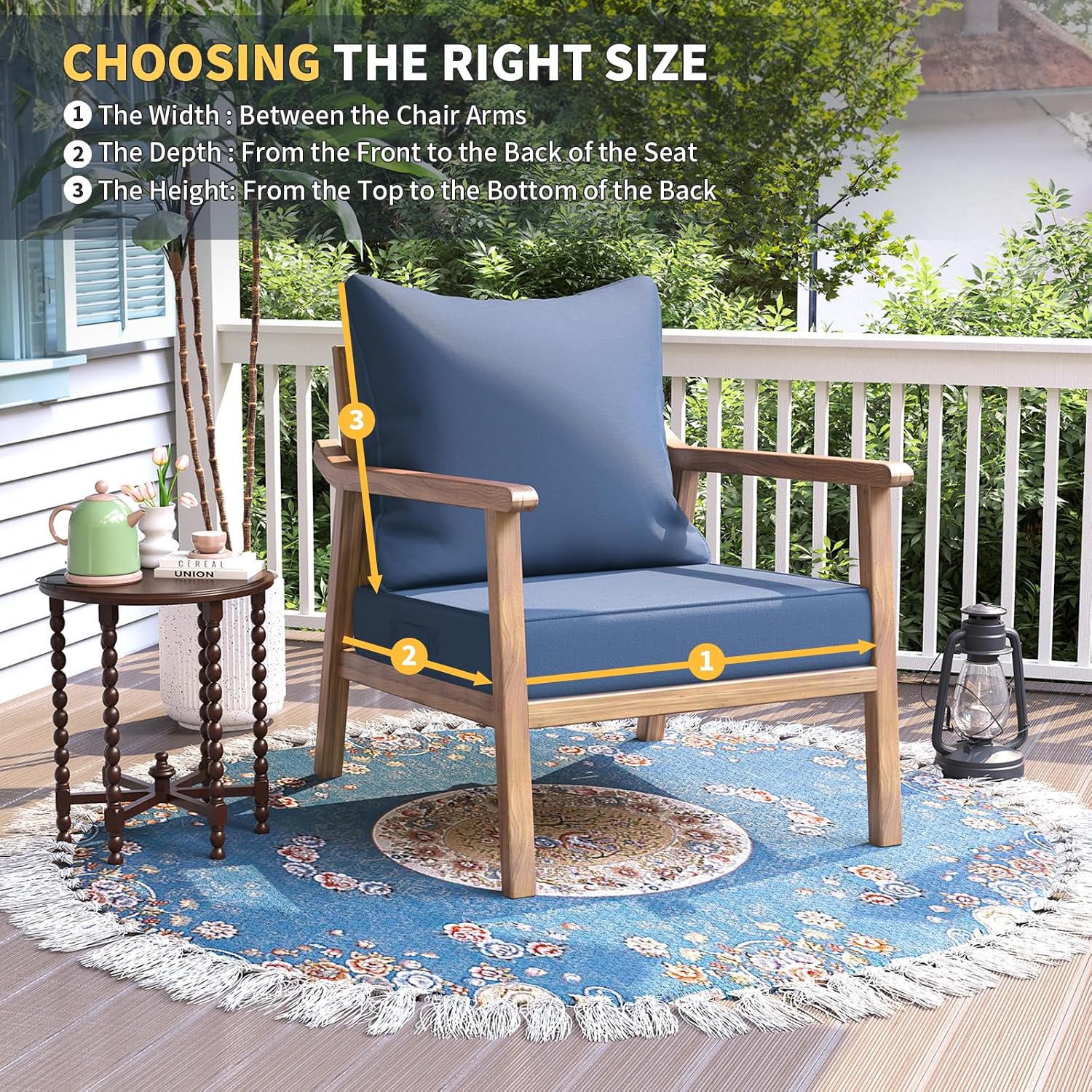 UDPATIO Outdoor Cushions for Patio Furniture, 24 x 24 Outdoor Deep Seat Cushions with Waterproof Fade Resistant, Adjustable Snaps, Removable Cover and Handle, Navy
