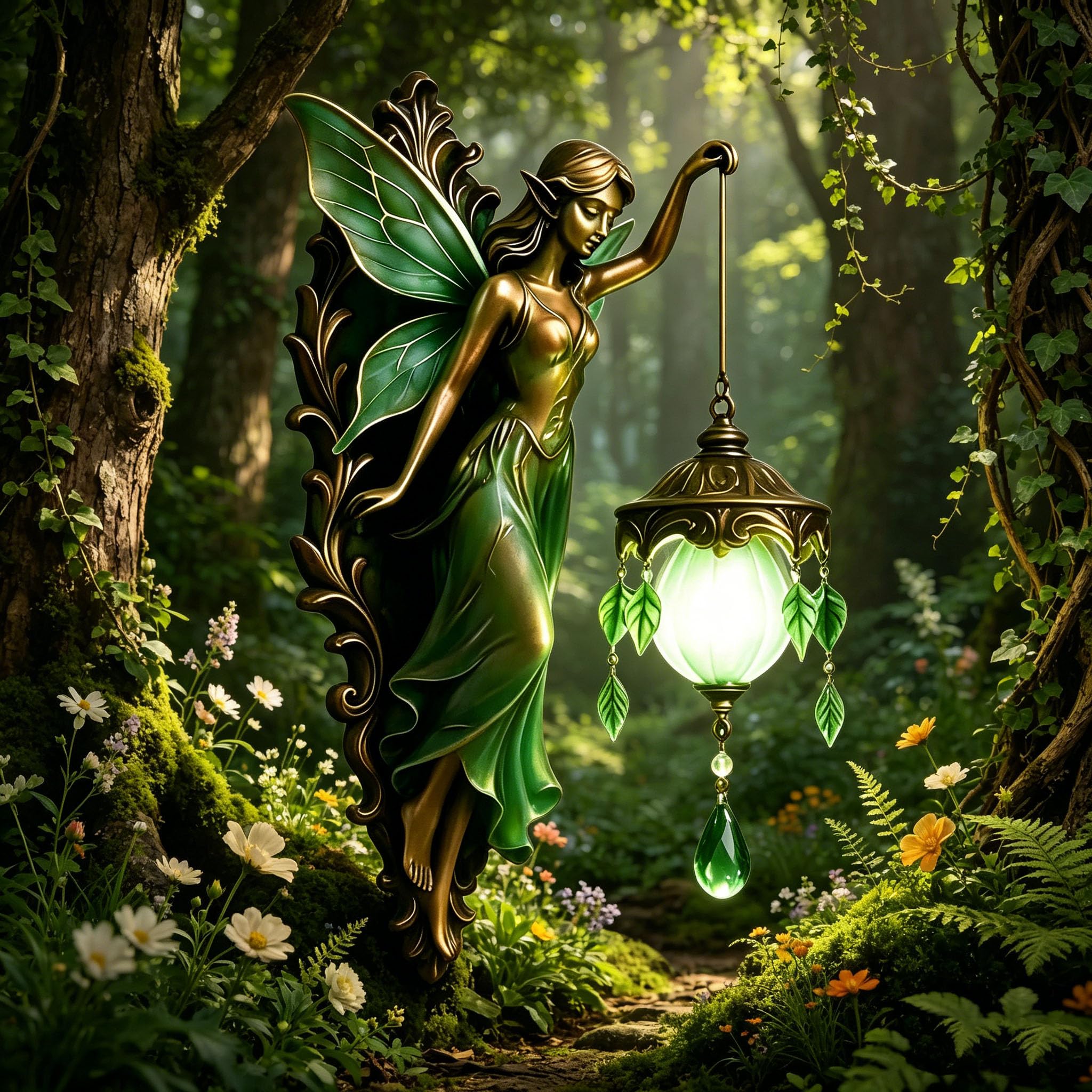 hogarevrumah Flower Fairy Resin Statue,Cottagecore Night Light, Artistic Wall Lamp Decor, Ornament, Resin Fairy Statue
