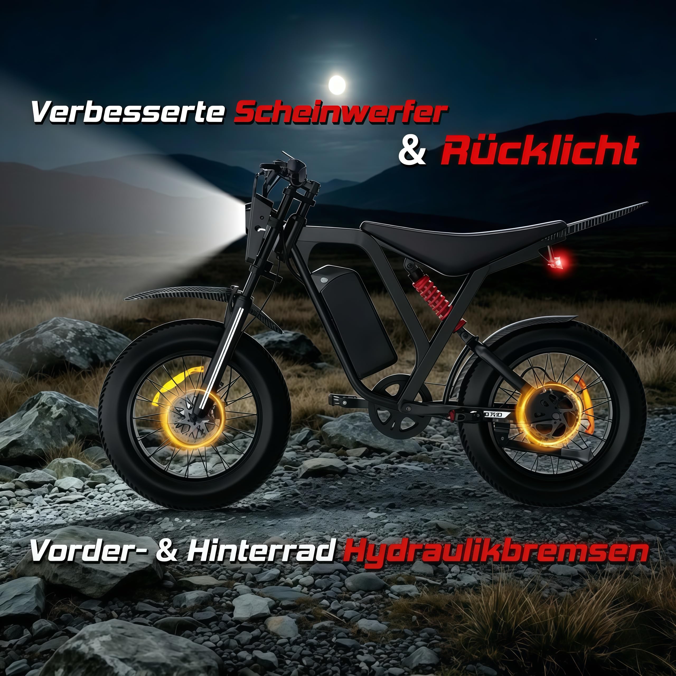 R700 E-Bike Für Erwachsene, 52V 25Ah Abnehmbarer Akku, Bis Zu 70-115KM Reichweite, Hydraulische Scheibenbremsen, 20 Zoll Fat Tire, Shimano 7-Gang, All-Terrain