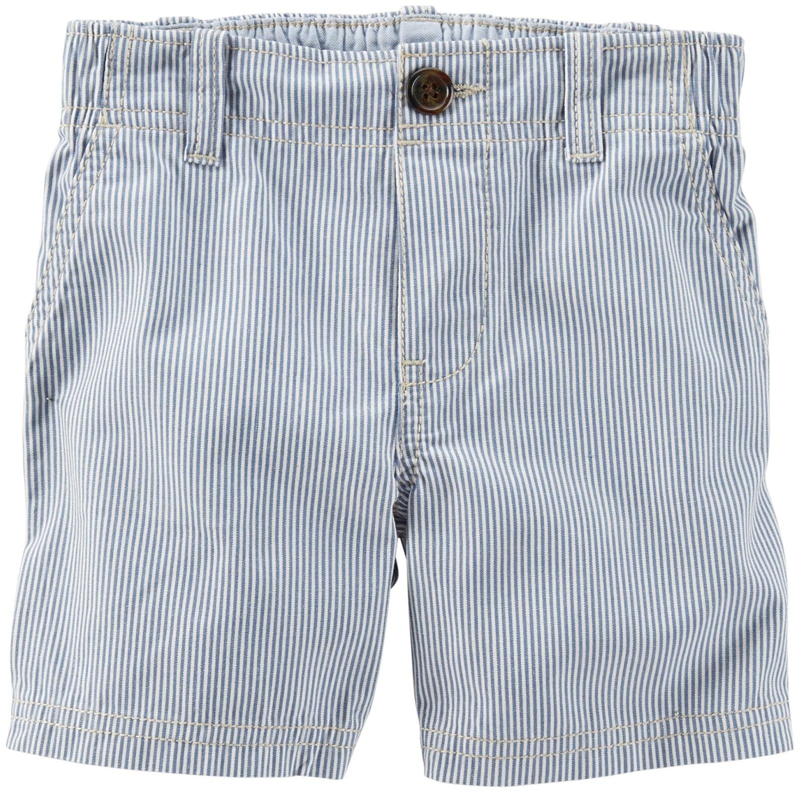 Carter's Striped Woven Canvas Shorts (Baby) - Blue-3 Months