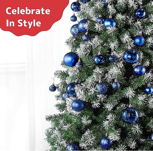 Miniatura 7 de PREXTEX - Adornos navideños inastillables de 36 piezas en azul medianoche: elegantes bolas de adorno navideño, juego ideal de adornos navideños Azul