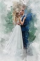 Awesometik Custom Watercolor Portrait Canvas from Photo - Personalized Family Pet Wedding Wall Art Print