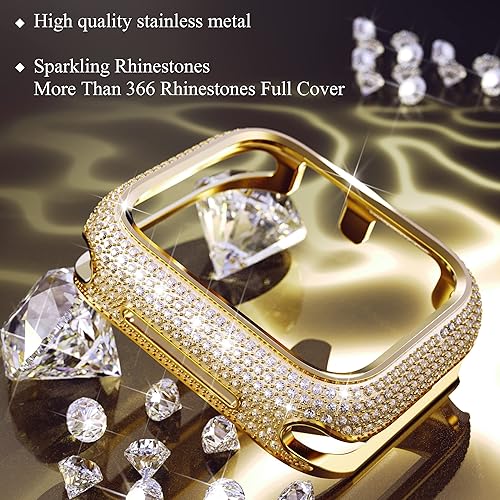 Miniatura 2 de Bling Cases - Fundas compatibles con Apple Watch de 1.61 pulgadas Series 7 y 8, funda protectora de metal inoxidable con diamantes de imitación