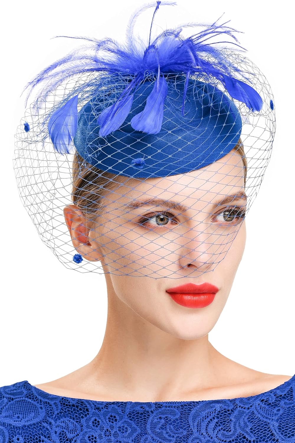 Zivyes - Tocado con velo y clip para mujer accesorios para la cabeza para fiesta de té