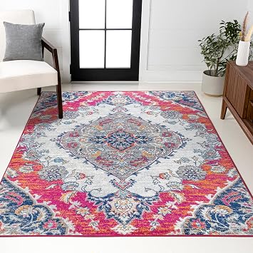 JONATHAN Y Boho Vintage Multi Indoor Area Rug, 3x5, Bohemian Flair Medallion, Chic, Floral, High Traffic for Living Room, Bedroom, Kitchen, Pet Friendly, Non-Shedding BMF105A-3