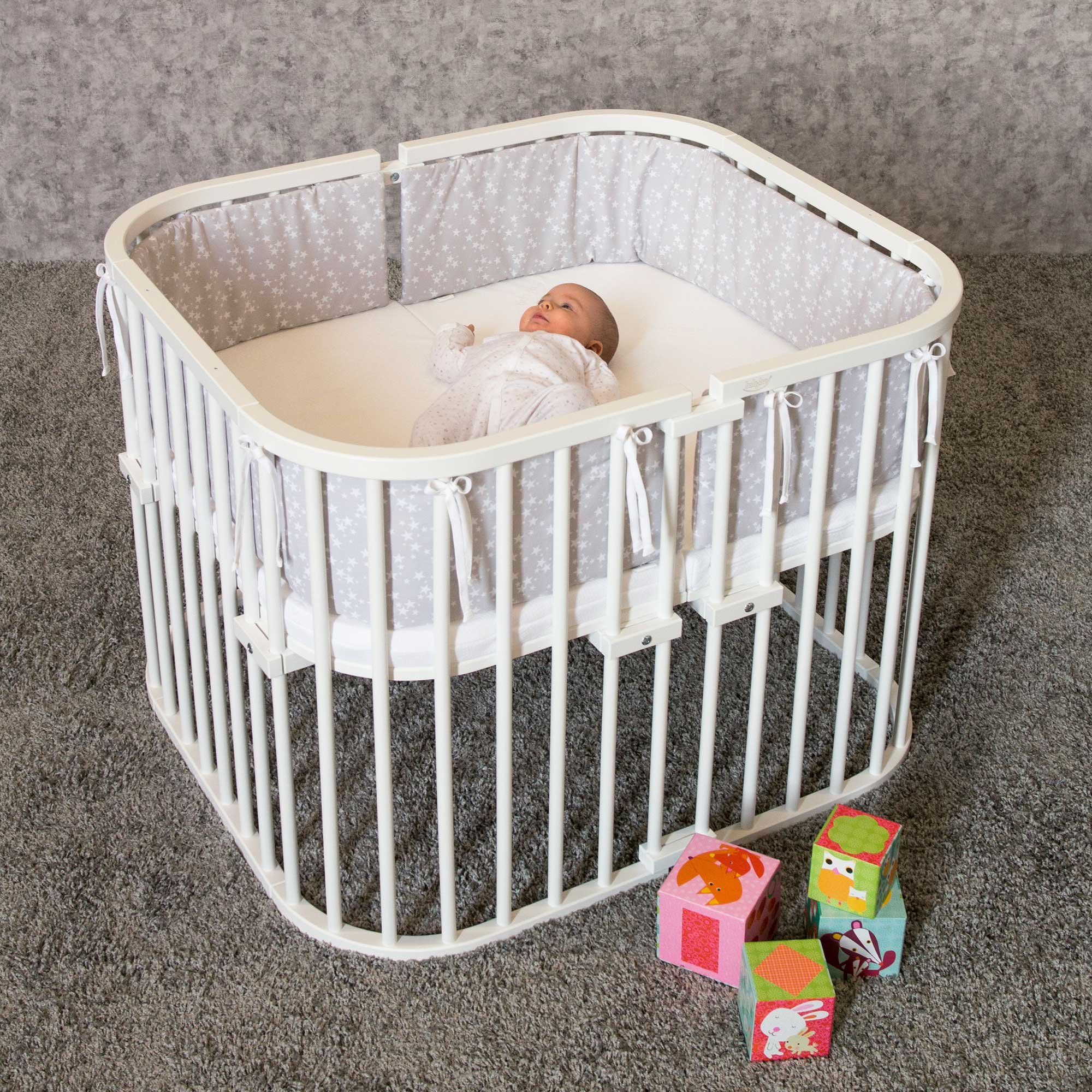 babybay Verbindungsbacken zum Laufstall passend für Modell Original, Midi, Mini, Maxi und Boxspring, weiß lackiert