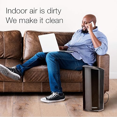 Miniatura 3 de Lasko LP450 - Purificador de aire de torre HEPA prémium para el hogar con DreamMode y temporizador la filtración HEPA verdadera elimina el 99.97%