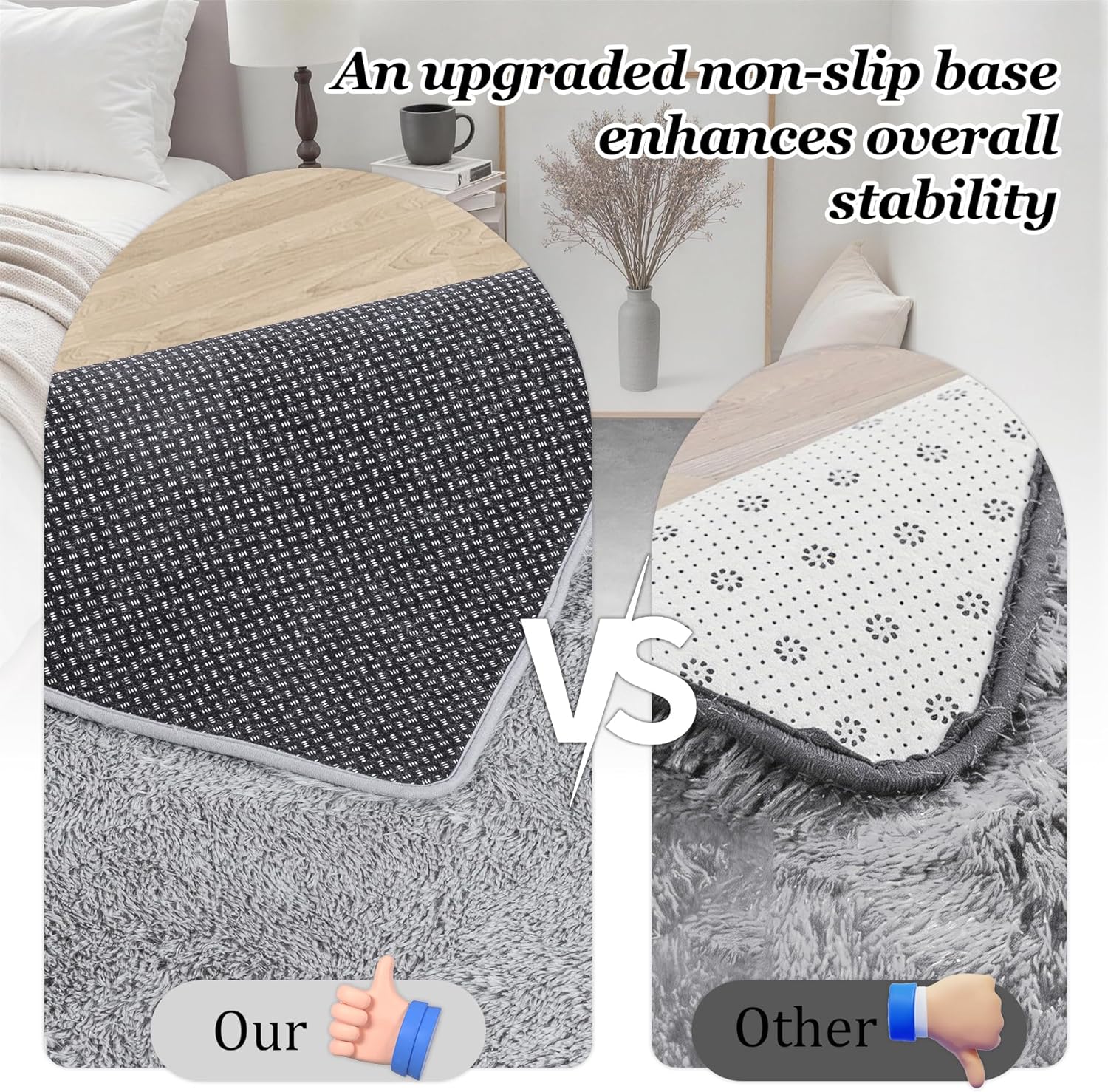 Fluffy 4x6 Area Rugs for Living Room Bedroom: Ultra Soft Shag Rug Non-Slip Non-Shedding Small Plush Bedside Rug Indoor Floor Carpets for Kids Room Playroom Entryway Nursery Dorms Home Decor Gray