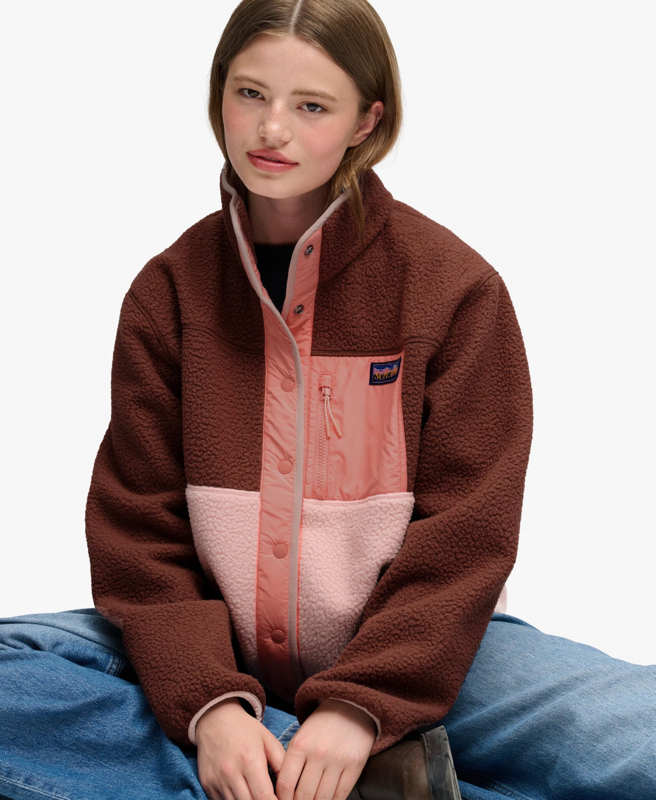 Superdry Damen Colour Block Fleecejacke