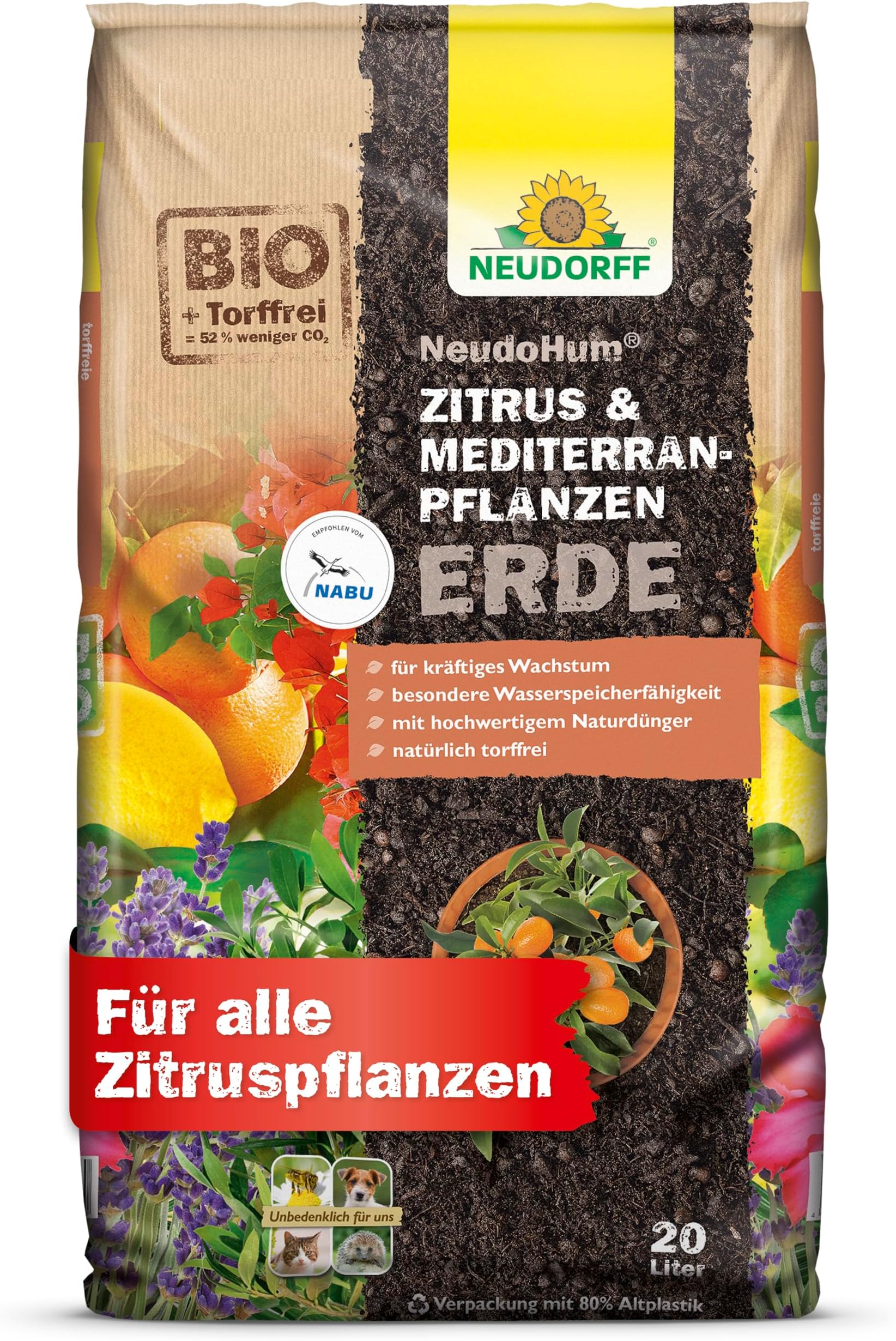 Primaster Bio Mediterrane Erde Torffrei 10 L  Fr Zitruspflanzen,  Olivenbume & Palmen