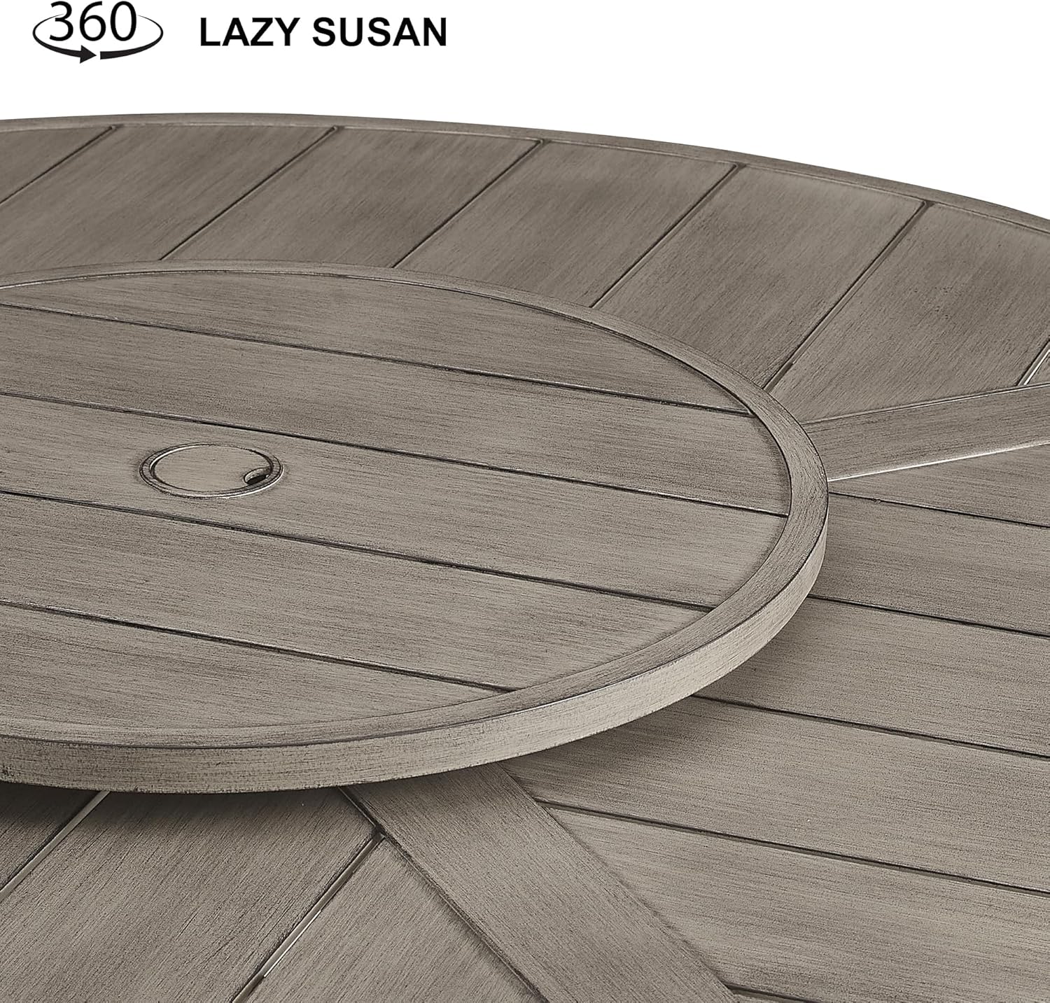 Ulax furniture Outdoor 60" Aluminum Round Dining Table with Lazy Susan - Perfect for 6 Person