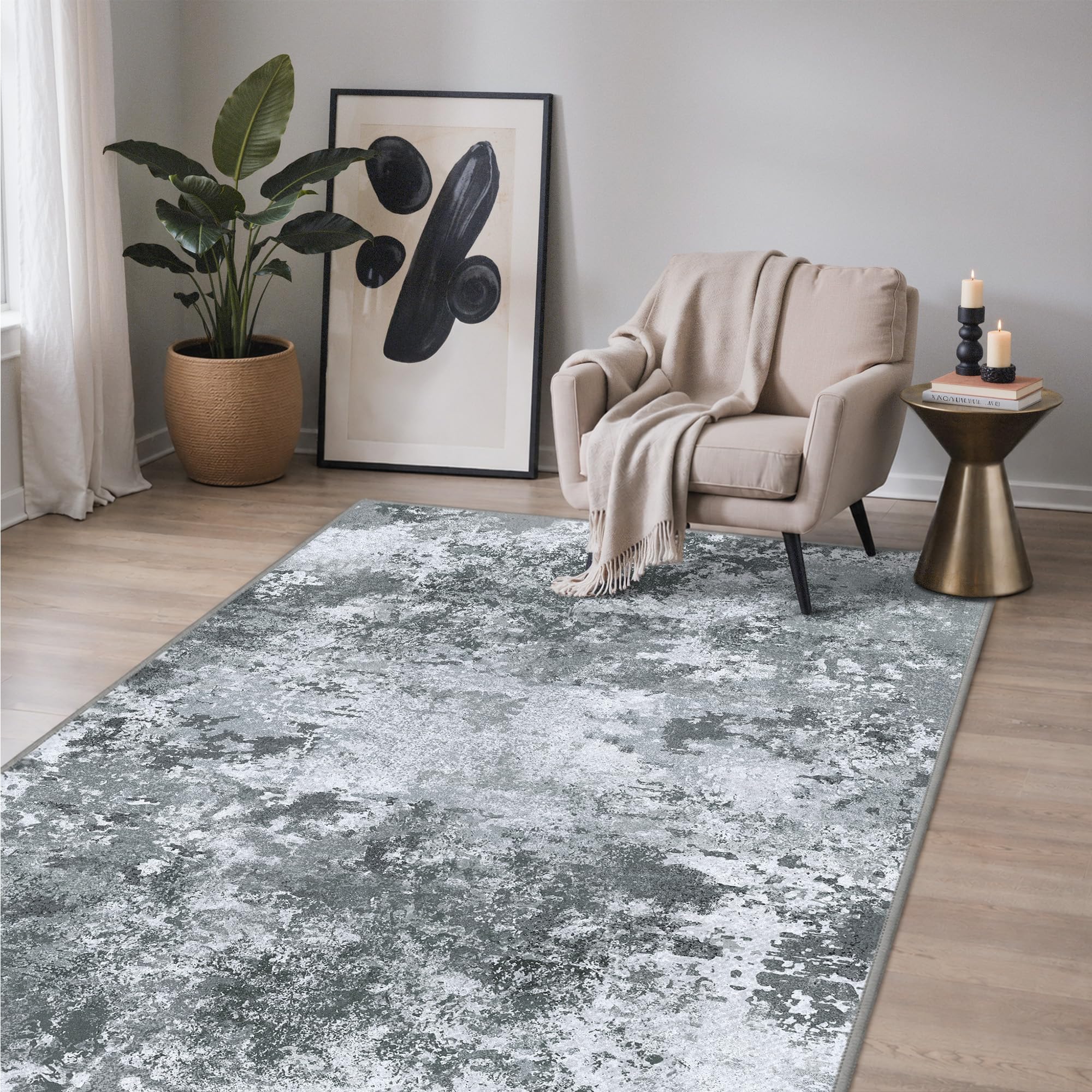 GENIMO Rugs Living Room Washable, Rugs for Bedroom 120x170cm, Gray โ image 1
