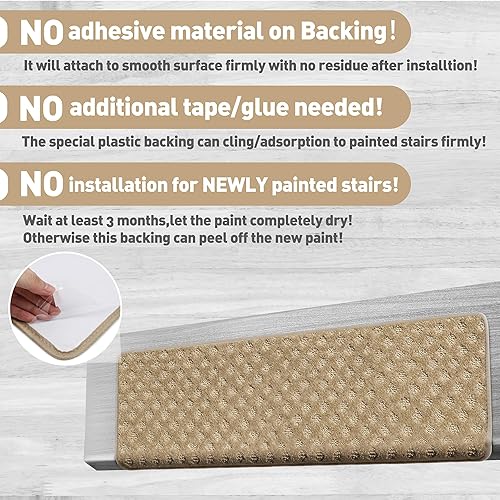 Miniatura 6 de PURE ERA Bullnose - Juego de peldaños para escaleras sin cinta, antideslizantes, protectores de escaleras para interiores, alfombras aptas para