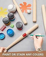 Vista 3 de Marsui Mini bate de béisbol de 18 pulgadas de madera sin acabar, pequeños bates de béisbol de madera sin pintar, bates de béisbol de madera sin