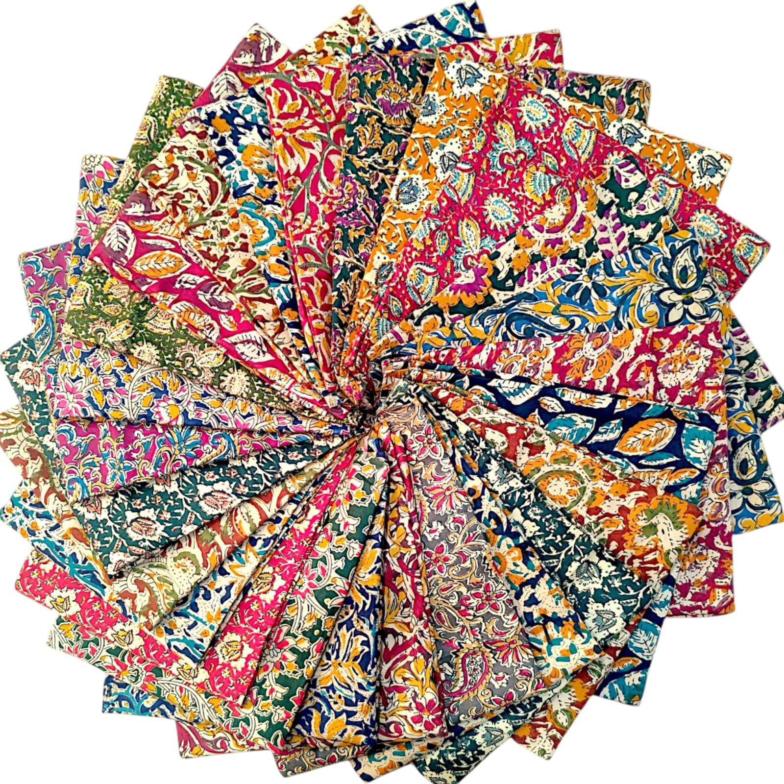 Kalamkari Blouse Pieces – Pure Cotton Fabric (1 Meter Each) | Pack of 20 | 44" Width Saree Panna | Soft & Comfortable | Multi Designs for Gifting & Tailoring | Unstitched Material-image-49