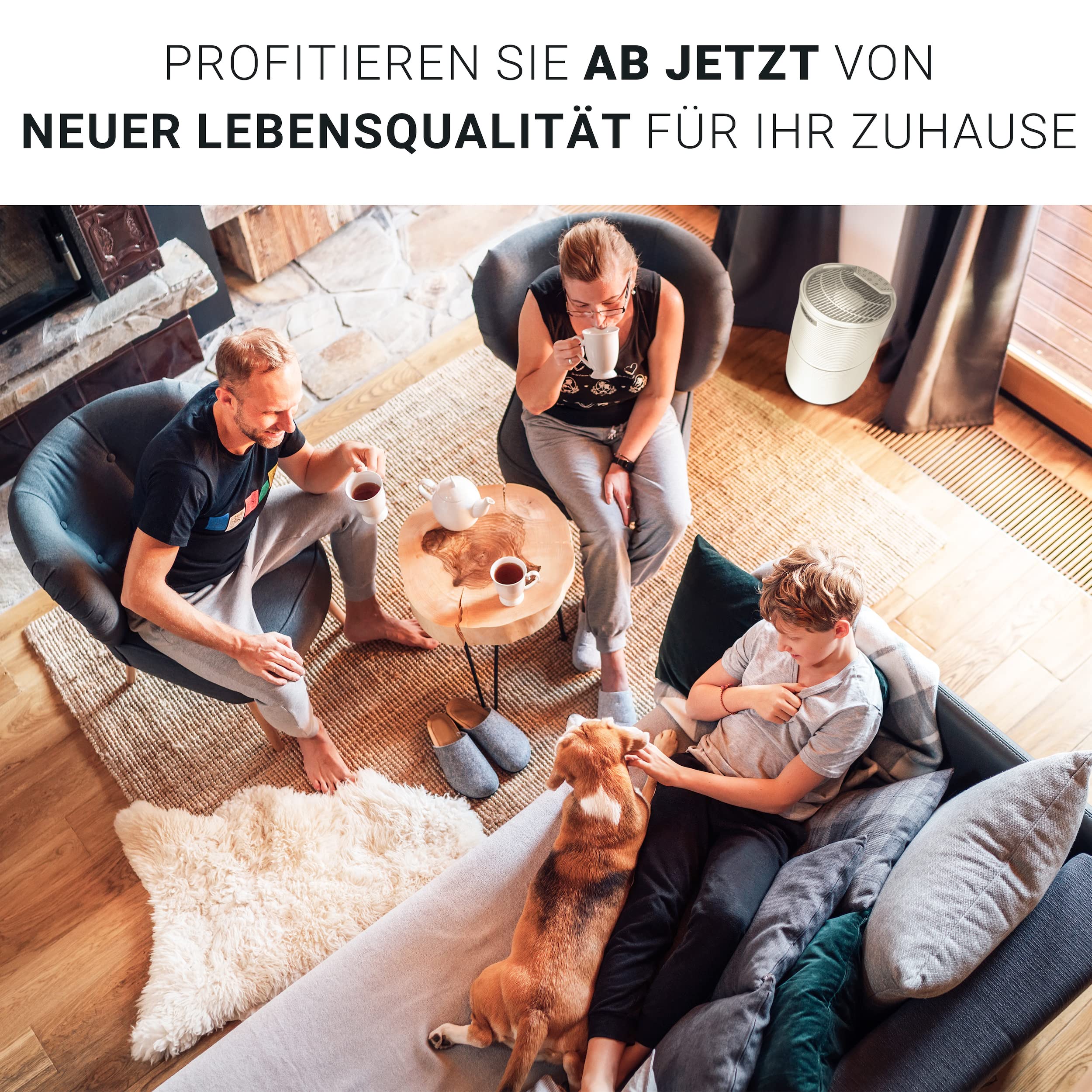 Unold 87210 Luftreiniger Alpha white - Weiß, 3-fach Luftfilter, Hepa 13, Aktivkohlenfilter, Vorfilter, entfernt Pollen, Staub, Viren, Allergene, Rauch, Räume bis zu 59m², 99,97% effektiv