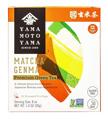 Miniatura 2 de Yamamotoyama Matcha Genmai - Bolsa de pirámide de té, 10 unidades (paquete de 6)