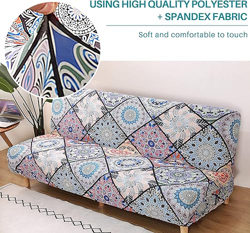 Vista 71 de Funda estampada para futón, fundas elásticas para sofá cama, tamaño matrimonial, individual, queen, sin brazos, fundas protectoras con parte Youmeng