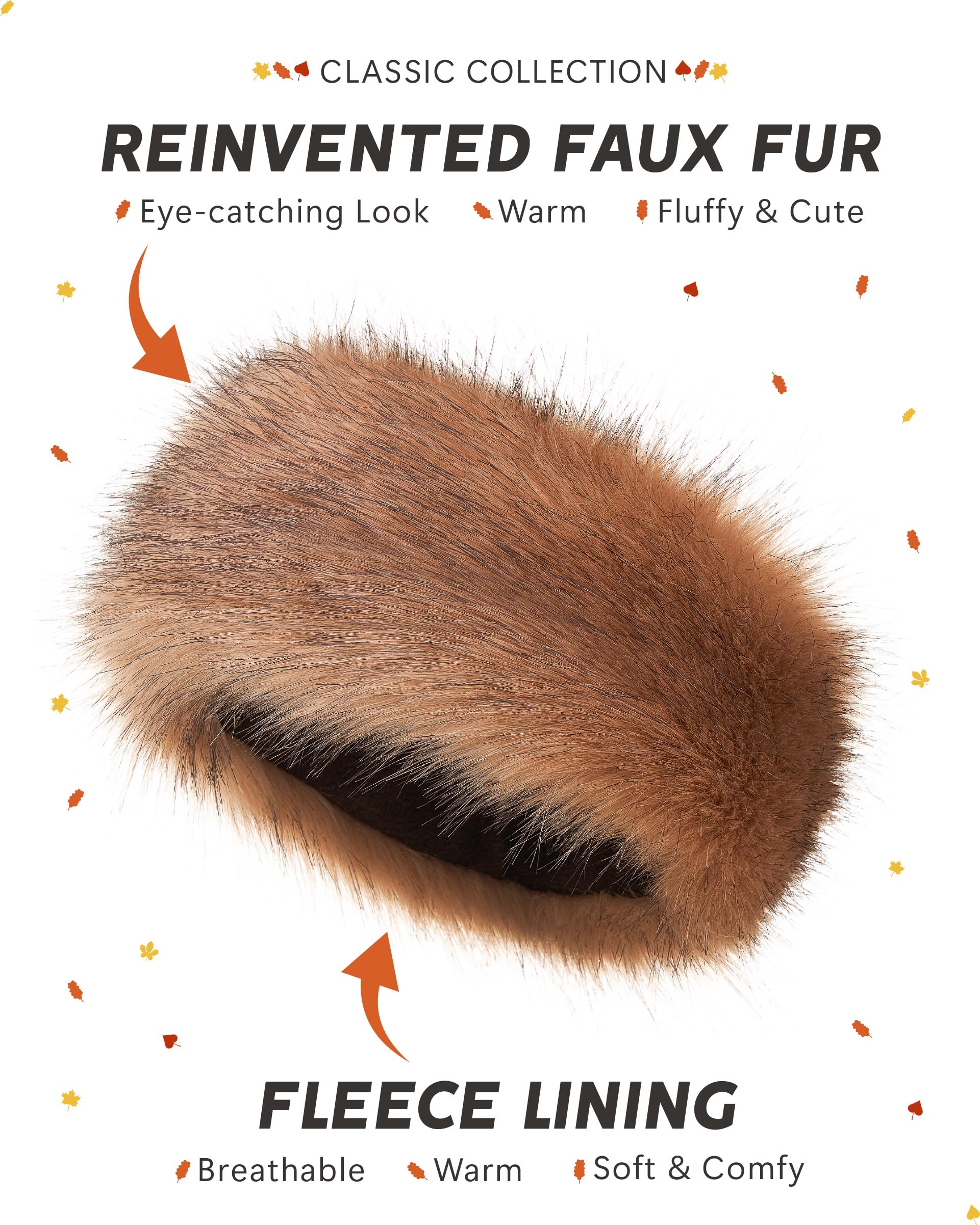 Futrzane Classic Headband - Faux Fur Headbands for Women - Furry Band for Winter - Size L (Beige Classic) - Image 4