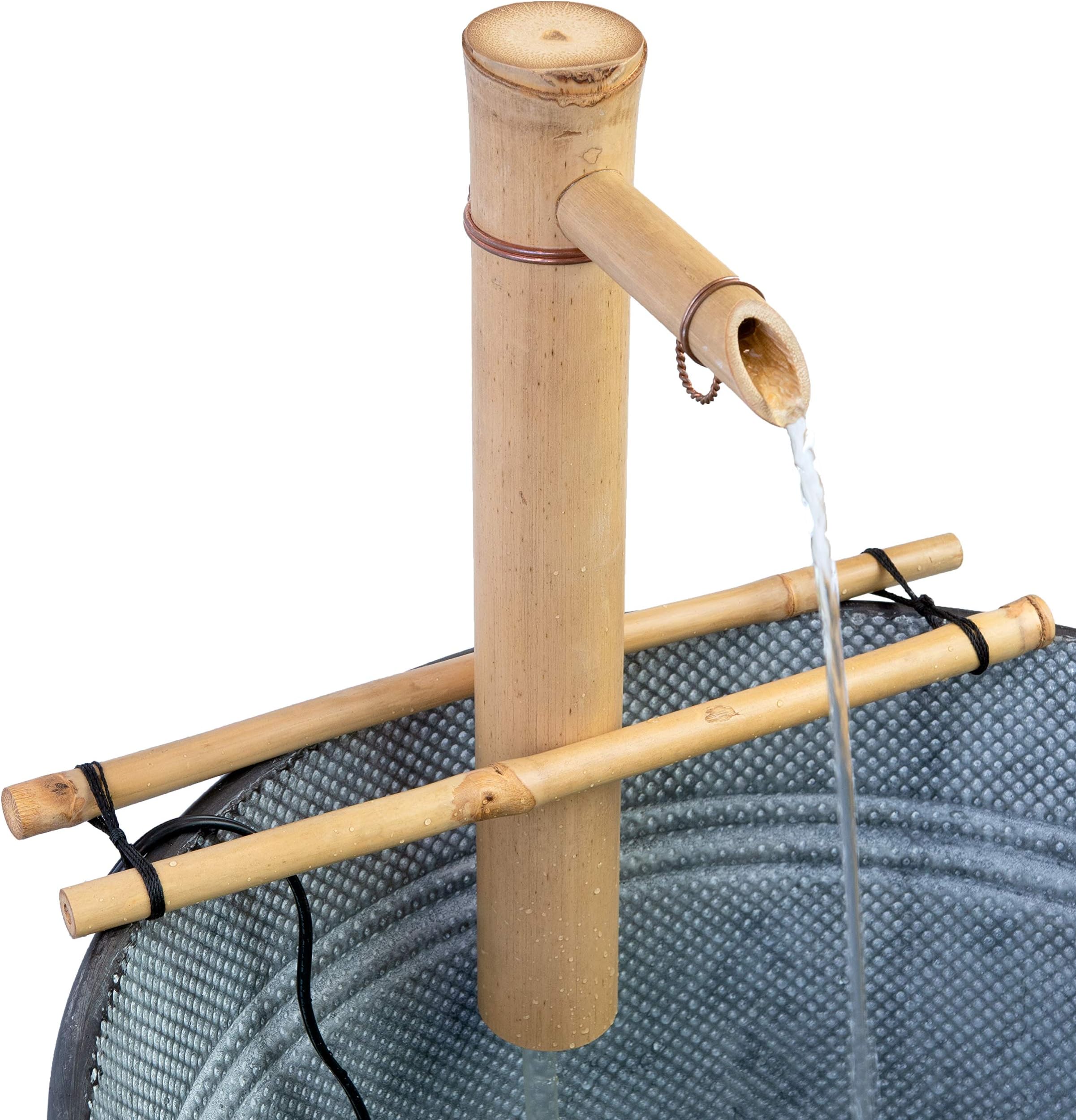 Bamboo Accents 12" Adjustable Fountain Kit Branch Arms with Pump - Handcrafted Garden Water Feature Patio Zen Decor (Container Not Included)