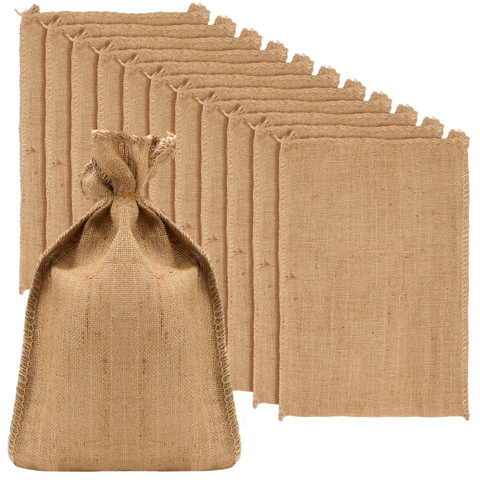 Japchet Brown 12 Pack 30 X 50Cm Jute Sack, Large Burlap Hessian Potato And Vegetable Sack,