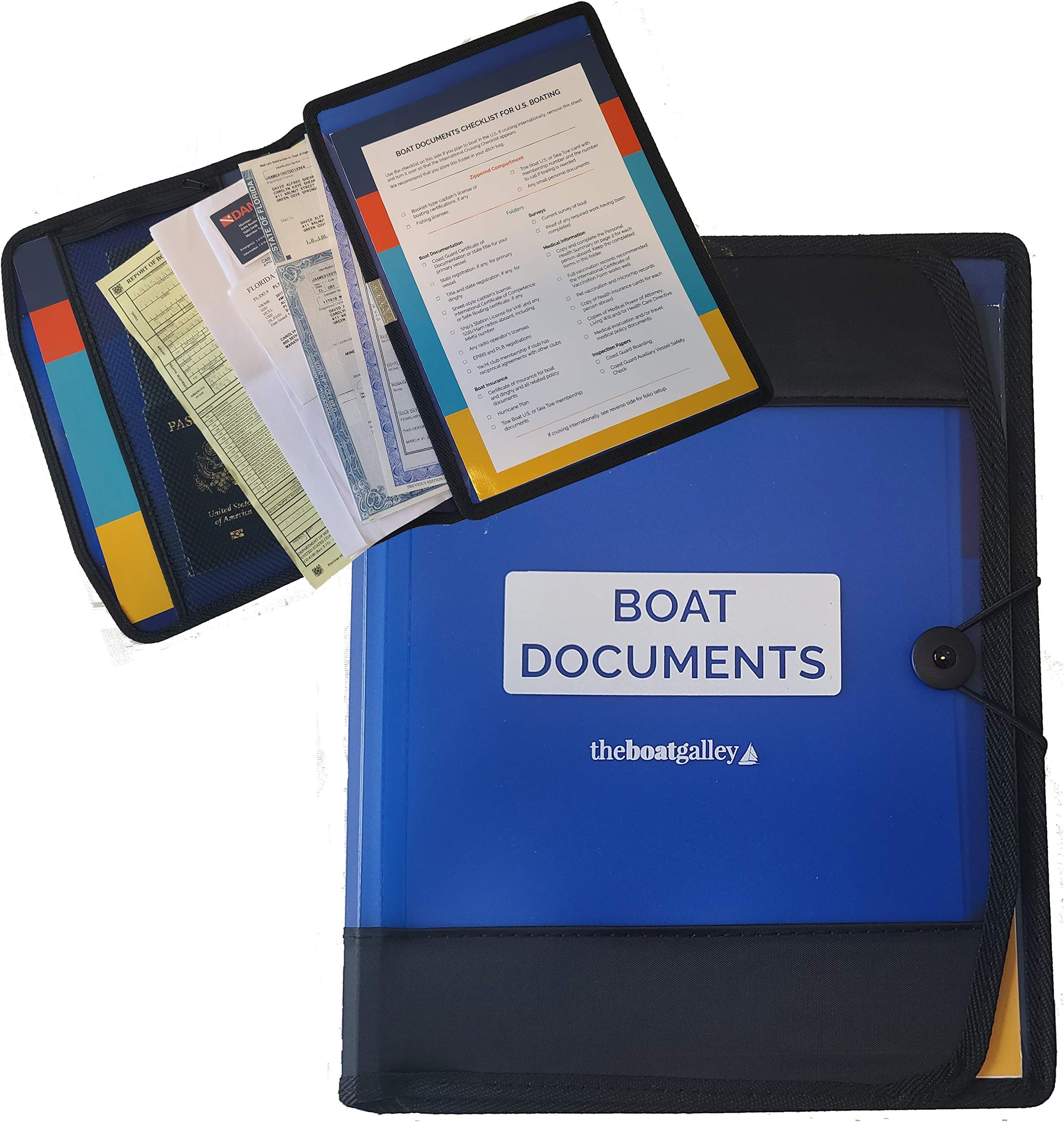 The Boat Galley Documents Organizer - Large Size Waterproof Case for Papers - Keep All Documents Safe and Organized - (Blue)