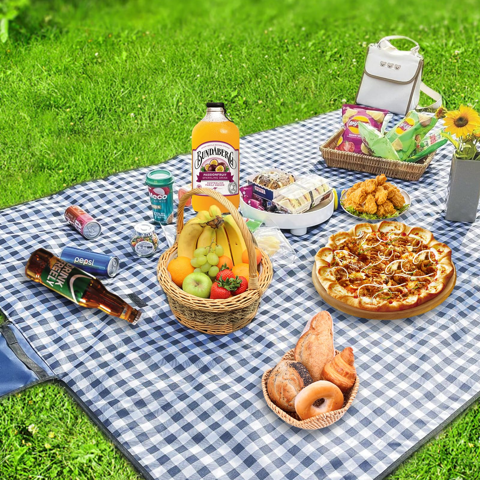 AQXONG Coperta da Spiaggia, 210 x 200cm Coperta da Picnic Portatile
