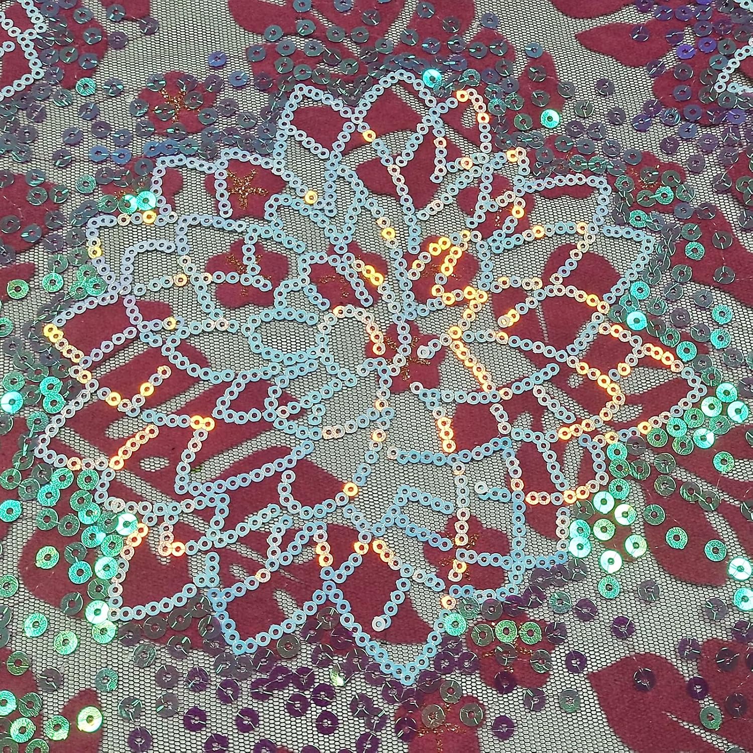 Bestway Floral Sequins Embroidery African Lace Fabric 5 Yards Laser-Cut Velvet French Tulle Lace For Party Dress(Dust Pink)