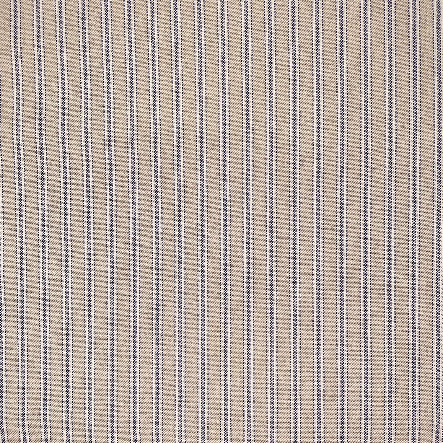 Ticking Striped Stripes Cotton Rich Linen Fabric for Curtain Blinds Craft Bags Sewing Quilting Patchwork & Upholstery | 108" - 275cm Wide (Per Metre, Beige/Navy Blue)