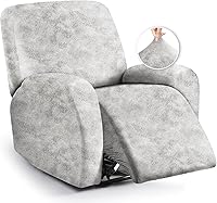 Vista 79 de Fundas para sillas reclinables con aspecto de cuero, funda elástica de 4 piezas, funda suave para silla reclinable, protector de muebles lavable