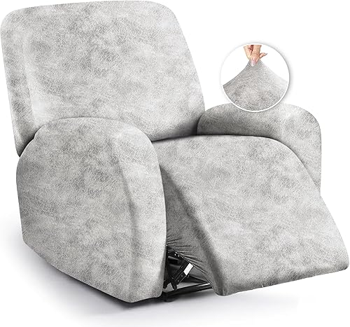 Miniatura 79 de Fundas para sillas reclinables con aspecto de cuero, funda elástica de 4 piezas, funda suave para silla reclinable, protector de muebles lavable