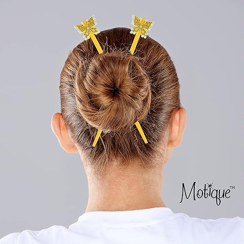 Miniatura 6 de Juego de 2 palillos para el cabello, palillos para el cabello con gemas de mariposas, color negro