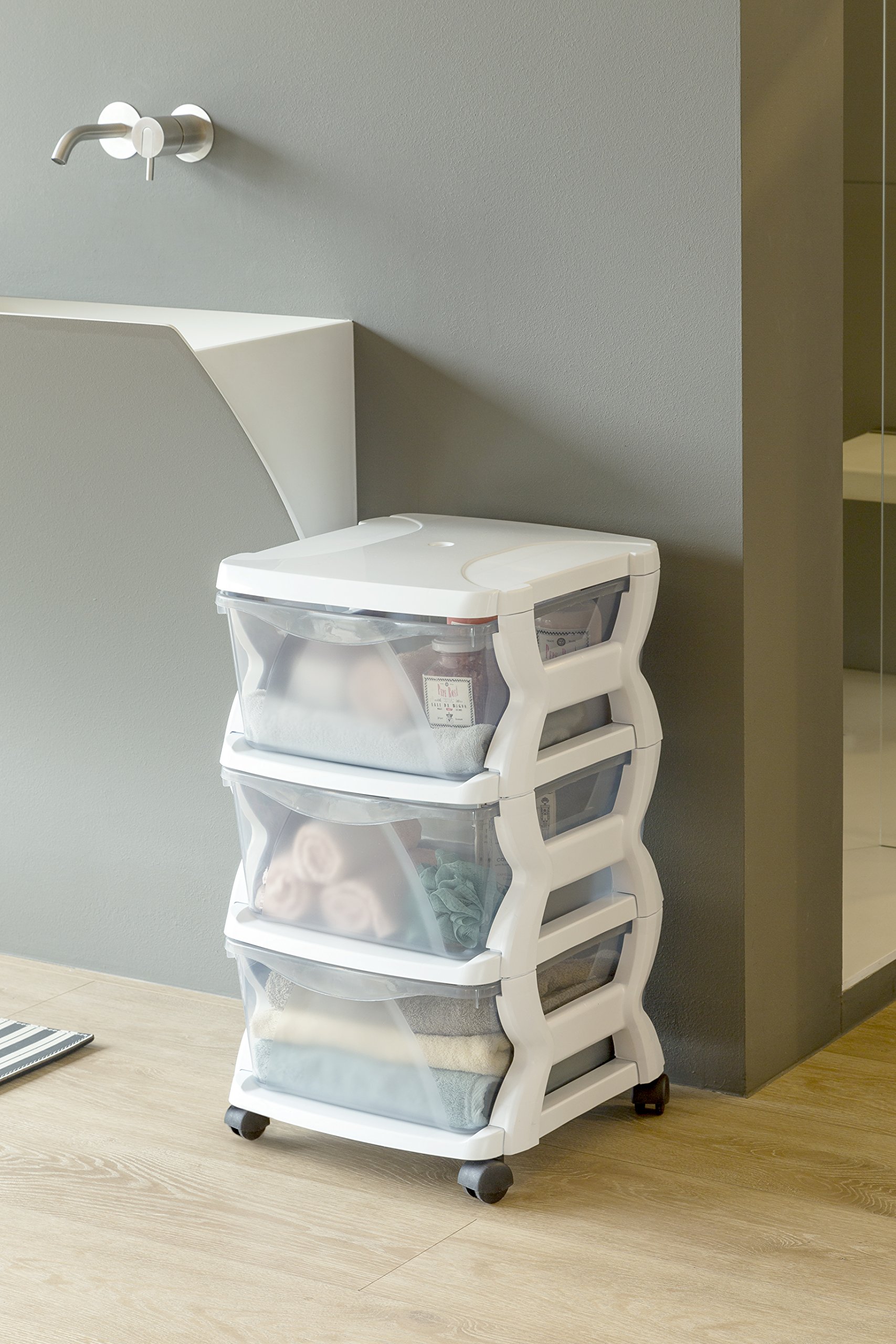 Bama 99002 Insieme Cassetti con Ruote, Bianco, 36 x 40 x 62 cm